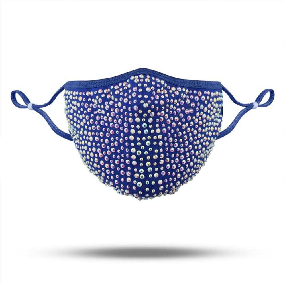 Bling face mask dark blue with filter